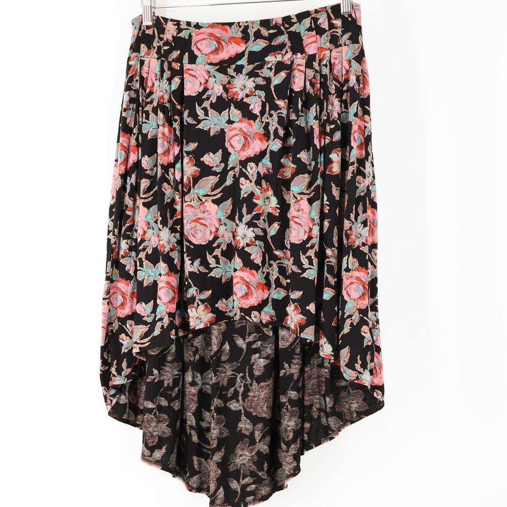 Kimchi Blue Floral High Low Skirt Pink & Black Urban Outfitters Medium